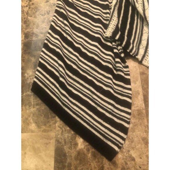 Charming Charlie Striped Long Kimono Boho Hippie Casual SZ L Open Knit Black - Picture 5 of 6